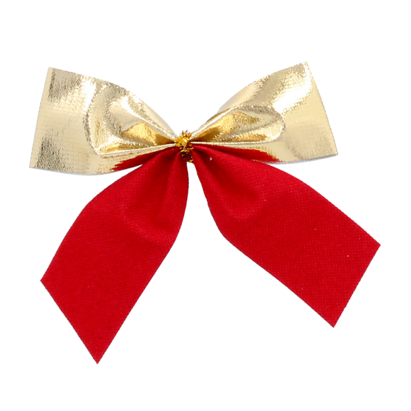 SET OF 12 CHRISTMAS BOWS SILVER/RED-GOLD