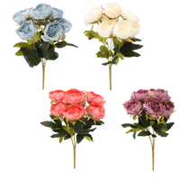 Umělá větev - kytice 7 pivoňek 43 cm mix barev *4151