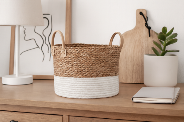WOVEN BASKET 26 X 23 X 22/27 CM FROM SEAGRASS