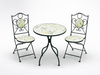 ZESTAW MEBLI OGRODOWYCH METALOWYCH MOZAIKA "ANTOS" STÓŁ + 2 KRZESŁA