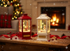 CHRISTMAS LANTERN 9 x 9 x 23 cm WITH LED LIGHT MUSIC BOX - WHITE WITH SNOWMAN / RED WITH SANTA