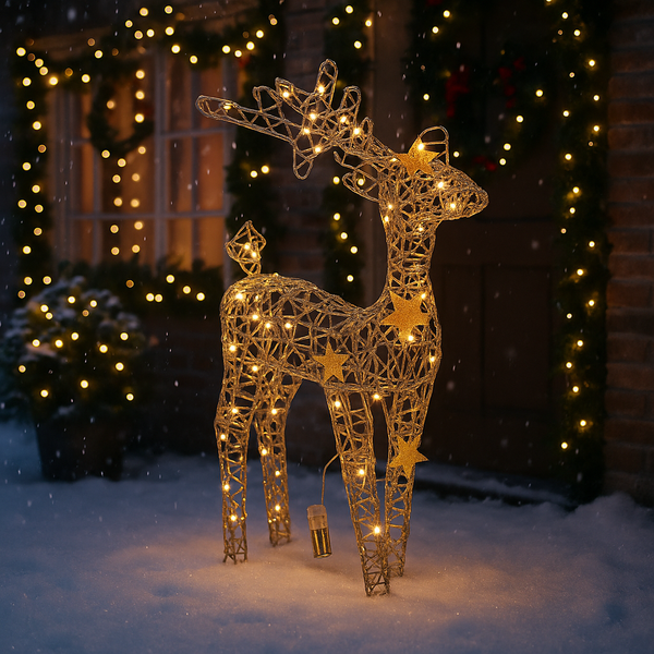 OZDOBA ŚWIĄTECZNA - RENIFER LED 50 CM SZAMPAŃSKIE ZŁOTO *6260