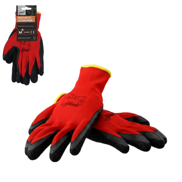 GARDEN GLOVES "8", POLYESTER WITH LATEX PACKET=12