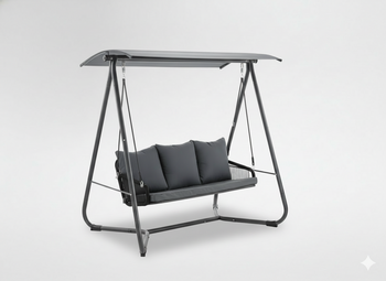 HUŚTAWKA OGRODOWA Z PLECIONYMI PODŁOKIETNIKAMI 180 x 139 x 185 CM ANTRACYTOWA PREMIUM