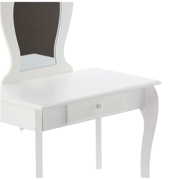 SMALL COSMETIC DRESSING TABLE WHITE WITH MIRROR + STOOL