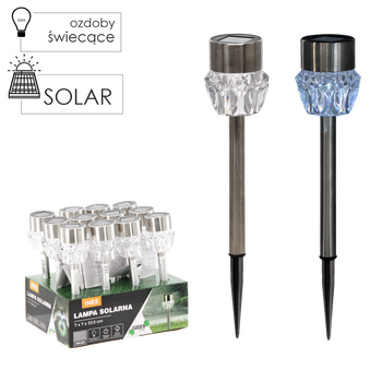 LAMPA SOLARNA INES 7 x 7 x 33,5 CM SREBRNA ZIMNY BIAŁY disp=12szt *4337