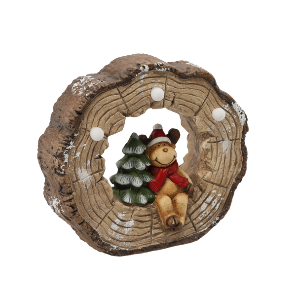 FIGURKA BOŽÍHO NAROZENÍ - JELEN VE KMENU STROMU 29 X 12 X 26 CM LED *1025