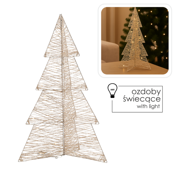 OZDOBA ŚWIĄTECZNA - CHOINKA LED 75 CM SZAMPAŃSKIE ZŁOTO *6253