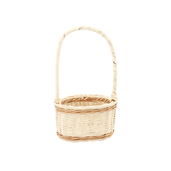 RATANOVÝ KOŠ 17 x 12 x 10/30 CM S UCHYTKOM - BIELY S PRÍRODNÝM *8819