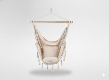 HAMAK - HUŚTAWKA - KRZESŁO BRAZYLIJSKIE WISZĄCE BOHO 130 x 100 CM BEŻOWY