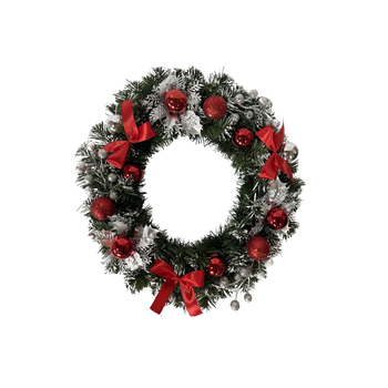 CHRISTMAS WREATH 40 CM SILVER AND RED