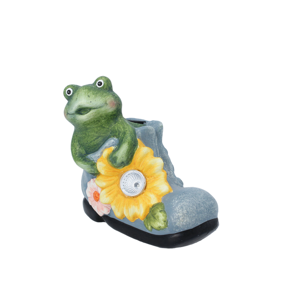 GARDEN FIGURINE – FROG WITH FLOWER 16 X 9 X 14,5 CM LED pack=4 pcs