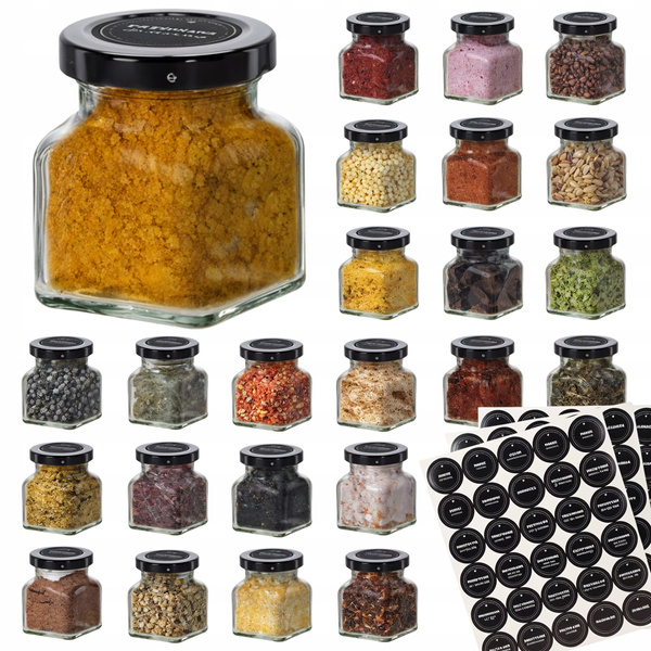 SET 24 BORCANE PATRATE 120 ML FI 53 + SET 120 ETICHETE CU CONDIMENTE ZGRZ=24 BUC *6612