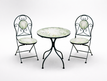 SET DE MOBILIER PENTRU GRĂDINĂ DIN METAL MOZAIKA "FYLLA" MASĂ + 2 Scaune *4164