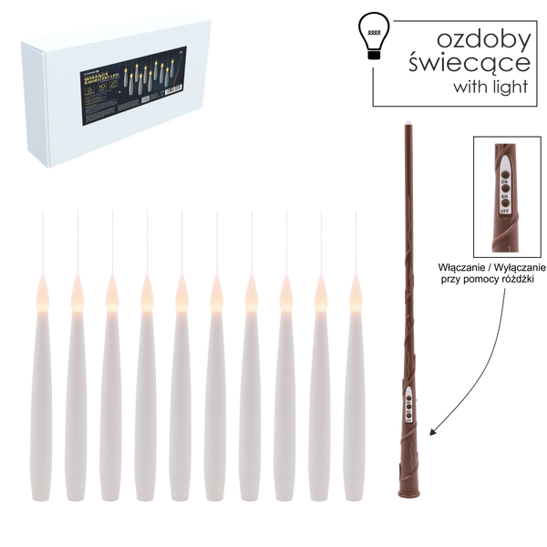 KPL. 10 WISZĄCYCH ŚWIECZEK LED Z RÓŻDŻKĄ 1,5 X 15,5 CM *9452