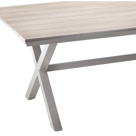 ALUMINIOWY STÓŁ OGRODOWY Z BLATEM POLYWOOD 180 x 100 x 75 CM BEŻOWY *9477