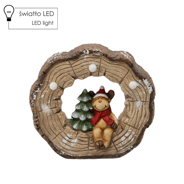 FIGURINE OF THE NATIVITY SCENE - REINDEER IN TREE STUMP 29 X 12 X 26 CM LED