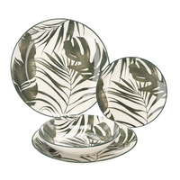 ZESTAW OBIADOWY 18 EL. OKRĄGŁY ZIELONE LIŚCIE *1311