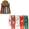 ŚWIĄTECZNA WSTĄŻKA DEKORACYJNA 2,5 CM x 2,7 M MIX KOLORÓW opak=36szt *4673