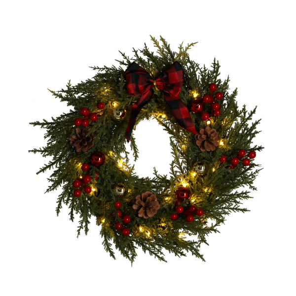 CHRISTMAS WREATH LED 40 CM 40 L GREEN WITH A BOW