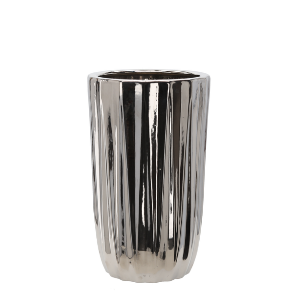 CERAMIC COVER FOR A POT 24,5 x 24,5 x 41,5 CM CM SILVER STRIPES