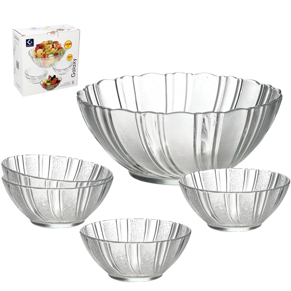 SET DE 5 BOLURI DIN STICLĂ (1 x 22,2 CM + 4 x 12,4 CM) GALAXY *5426