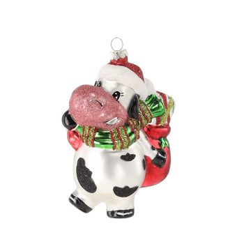 SKLENĚNÁ BAUBLE - KRÁVA 9,2 x 5,2 x 12,7 CM balení=6ks *5034