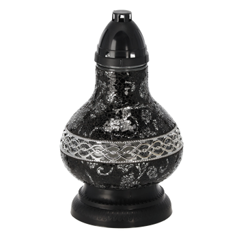 LANTERN STAINED GLASS SMALL BLACK-SILVER PACKAGE=6PCS*1767