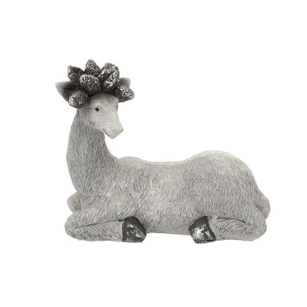 FIGURKA BOŻONAR. – RENIFER LEŻĄCY SZARY 17,5 x 8,5 x 15 CM opak=4 szt *5180