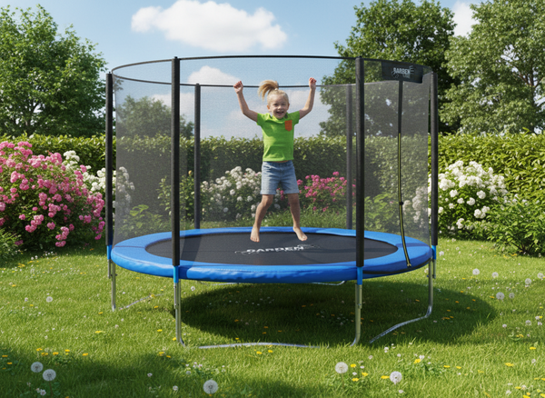 TRAMPOLINA 8FT 252 CM Z DRABINKĄ I SIATKĄ ZABEZPIECZAJĄCĄ 