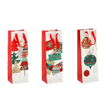 CHRISTMAS GIFT WINE BAG PINK 36 x 12 x 10 CM