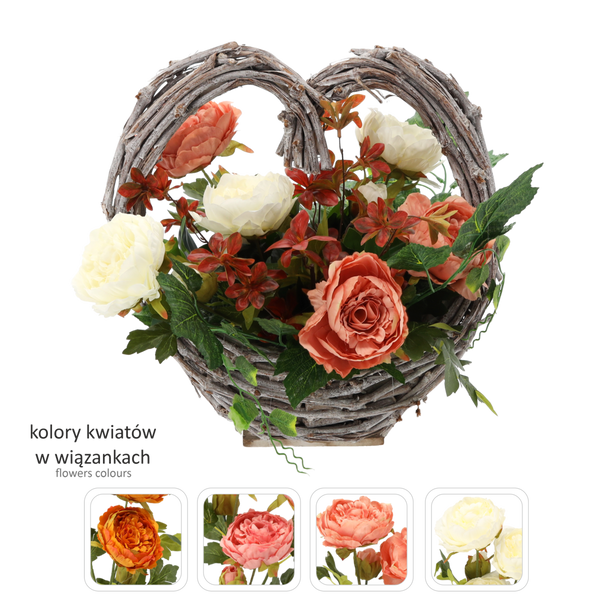 BUNCH CH-28 (WIDTH 55 CM, HEIGHT 40 CM) LARGE BASKET HEART MIX COLOR