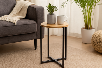 STOLIK OKRĄGŁY Z METALOWĄ PODSTAWĄ ŚR.29 CM WYS. 42 CM *6606