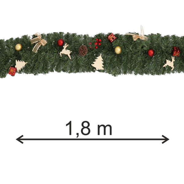 CHRISTMAS DECORATION - GARLAND 1,8 M RED-GOLD
