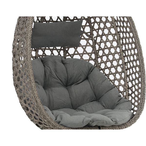 FOTEL WISZĄCY SKŁADANY SZARY, PODUSZKA - CIEMNY SZARY, RAMA - JASNY SZARY *9094