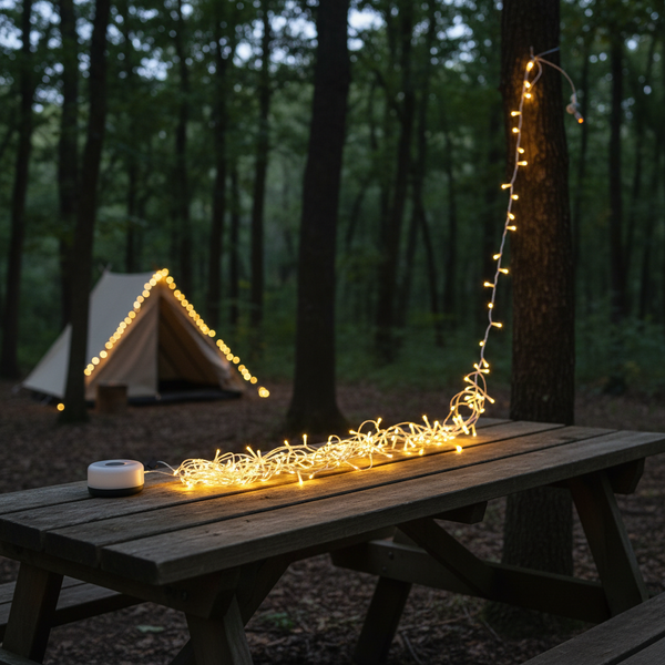 LAMPA DE CAMPING CU ȘIR LUMINAT 3W 8 M USB C disp=6 buc *1014