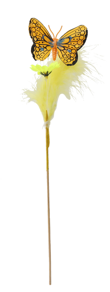 VELIKONOČNÍ OZDOBY NA PIKU - MOTÝL V PEŘÍCH 30 CM MIX 3 BARVY balení=12ks *9557