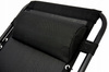 FOLDING GARDEN LOUNGER WITH STAND, POCKET, BLACK WITH GRAY CUSHION