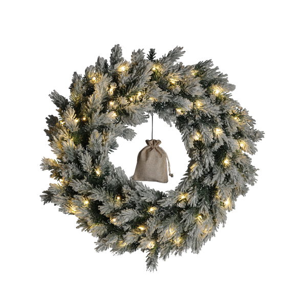PINE CHRISTMAS WREATH 60 CM SNOWED WITH LED