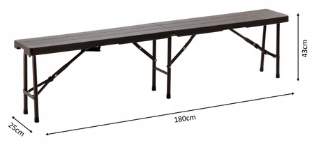 Skladacia turistická lavica 180 x 25 x 43 cm hnedá *0995