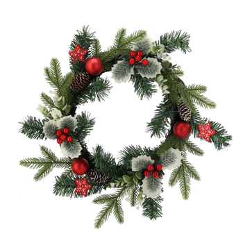 VÁNOČNÍ VĚNEC 40 CM ČERVENÝ S HOLLY *2484