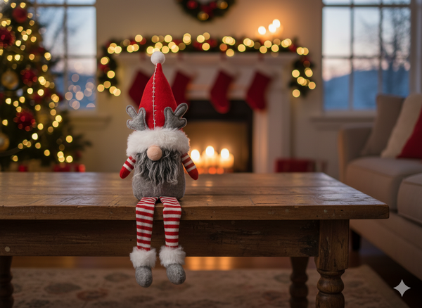 CHRISTMAS GNOME SITTING 25 + 18 CM WITH HANGING LEGS