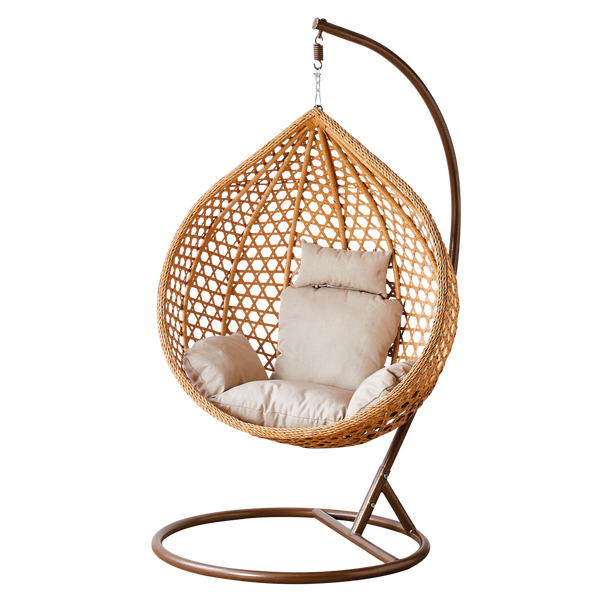 HANGING CHAIR SIZE. L BROWN, CUSHION BEIGE, FRAME BROWN *0186