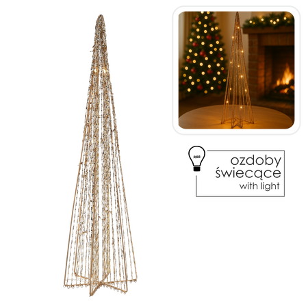 Vianočná ozdoba - LED kužeľová jedľa 60 cm zlatá *6390