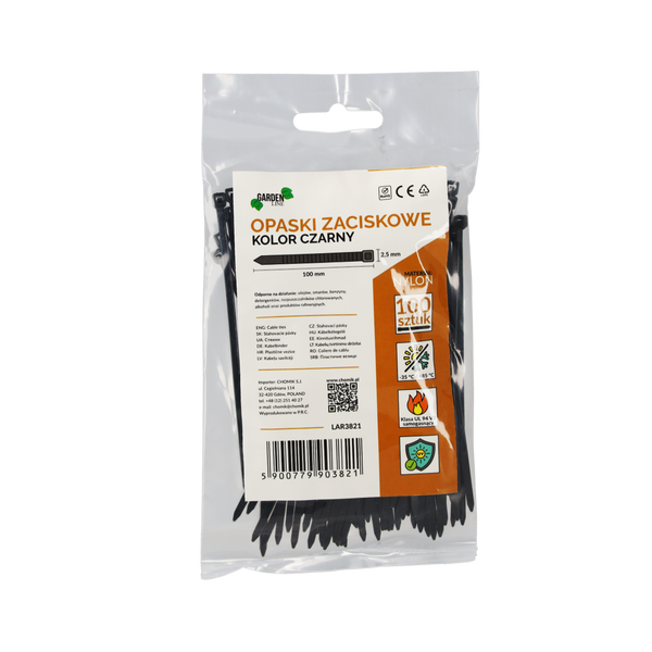 SET OF 100 CABLE TIES 2.5 X 100 MM BLACK