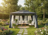 GARDEN GAZEBO WITH SIDE CURTAINS - DARK GREY 3 X 4M