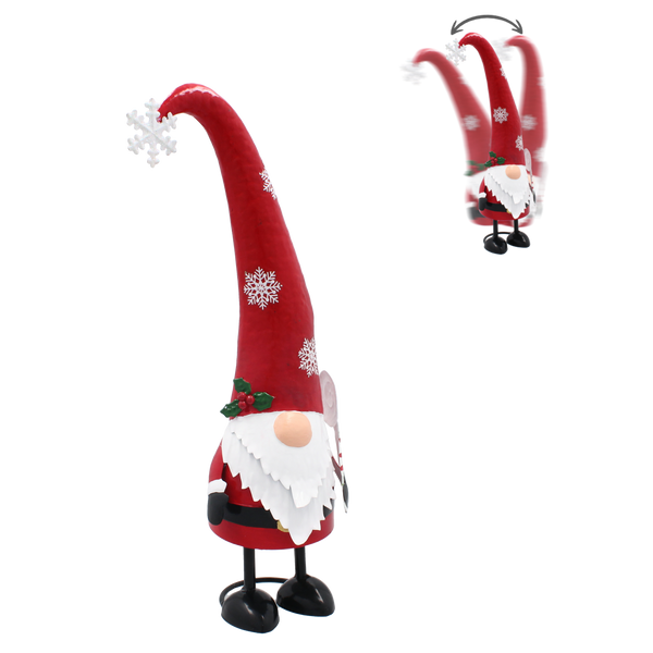 CHRISTMAS DECORATION - METAL GNOME WITH LONG HAT 19 x 11 x 37.5 CM