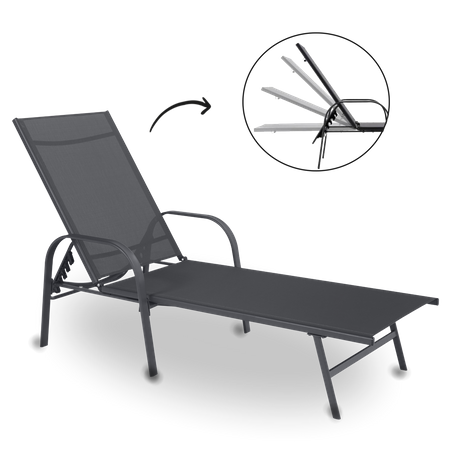 GARDEN LOUNGER 195x69x94cm DARK GREY *6111