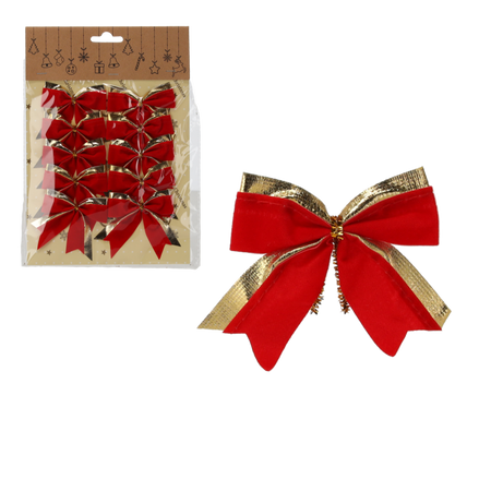 SET OF 10 CHRISTMAS BOWS 6 CM RED