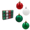 SET OF 12 BAUBLES 6 CM RED/GREEN/WHITE 